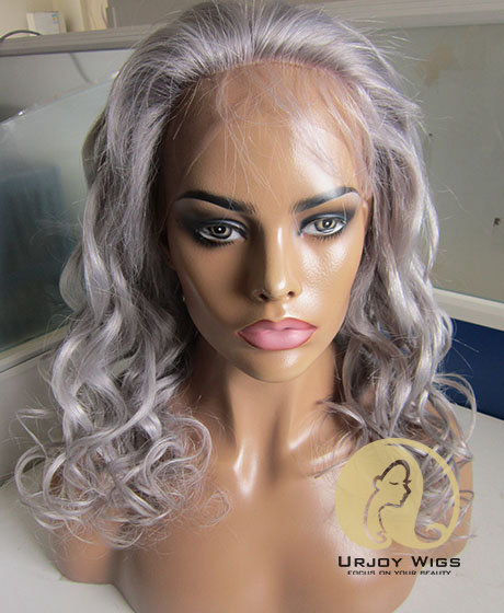 Silver Grey  Brazilian Virgin Hair Full Lace Wigs