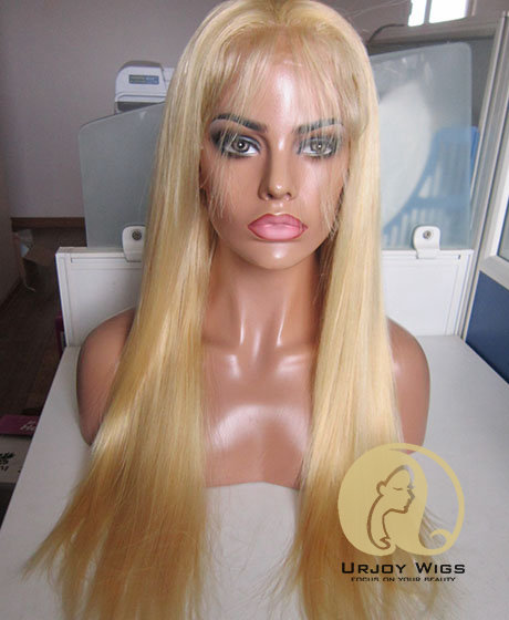 Alopecia Wig Blonde Virgin European Hair Full PU Cap Wigs 