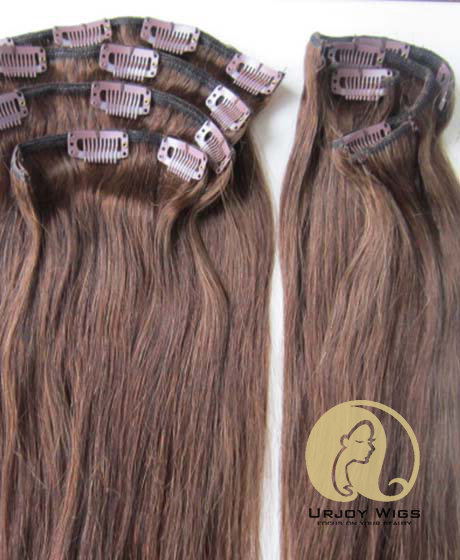100g per pack virgin brazilian hair straight hair clip in hair extensions