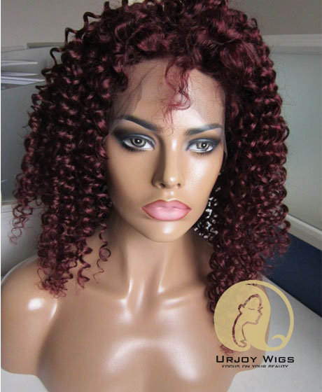 #99j Burgundy Afro Curl Full Lace Wig