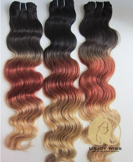 Three Tone Colored Ombre Human Hair Weaves