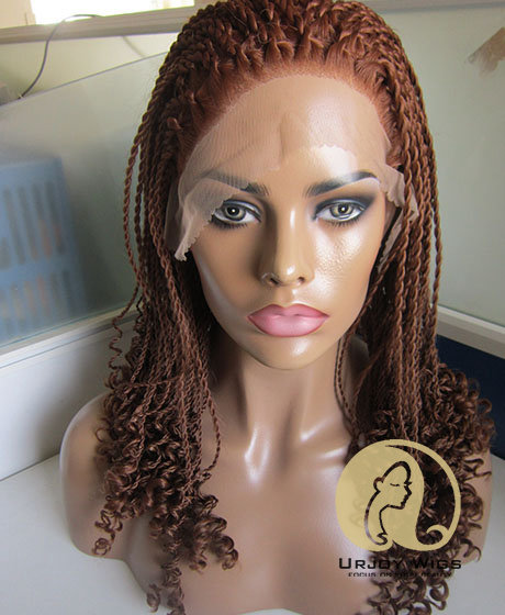 #30 synthetic hair twist braid wig with curly tips for African Americans