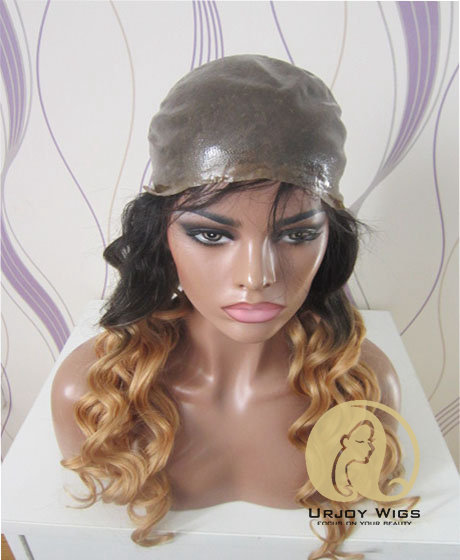Alopecia Wigs Ombre Colored Medical Wigs Brazilian Virgin Hair Full PU Injected Cap Wig