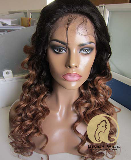 Two tone Lace front wigs ombre peruvian virgin hair glueless wigs UrjoyWigs