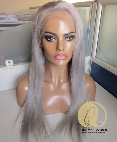 Silver grey brazilian virgin hair lace front human hair wigs