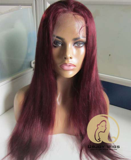 #99j peruvian virgin hair burgundy lace front wig