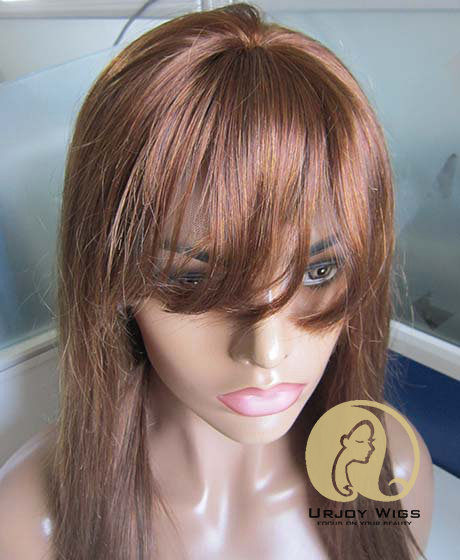 #4 brazilian virgin hair lace front wig with bangs
