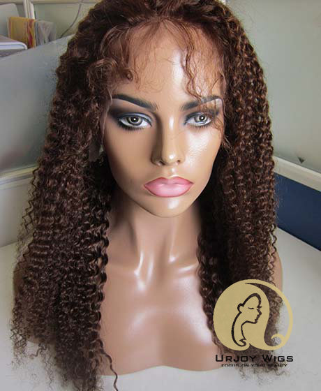 #4 kinky curly lace front wigs 100% human hair wig
