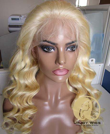 #613 brazilian virgin hair  blonde lace front wig