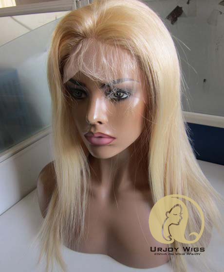 #613 brazilian virgin hair platinum blonde lace front wig