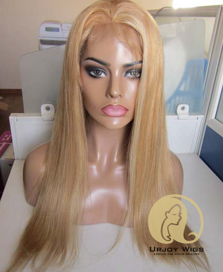 Highlight color virgin brazilian hair lace front wigs