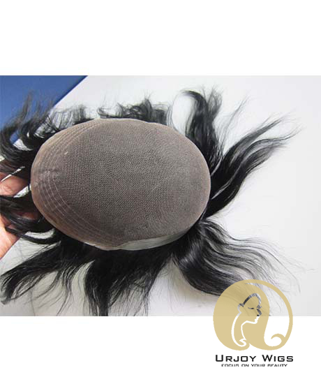 Indian Remy Hair Toupee Lace With PU Hair Replacement