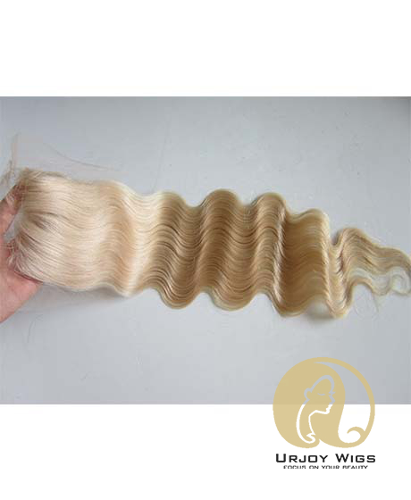 Blonde lace closure #613 brazilian virgin hair body wave hair piece  