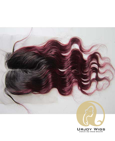 Ombre lace closure Two tone brazilian virgin hair piece