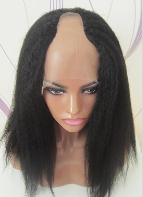 Kinky straight U part lace front wig 100 virgin human hair urjoywigs