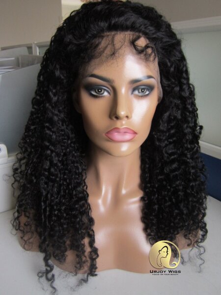 100 Virgin Human Hair Deep Curly Full Lace Wig Pre plucked Natural Hairline