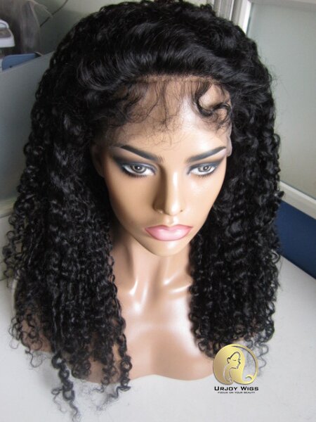 180 density Jerry curly lace front wigs with baby hair natural hairline