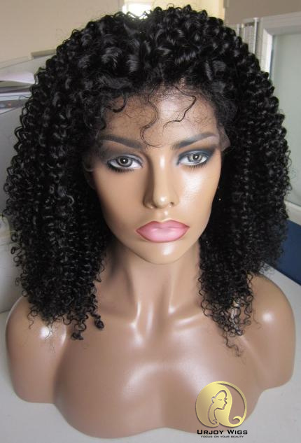 Afro curl lace front wigs with baby hair