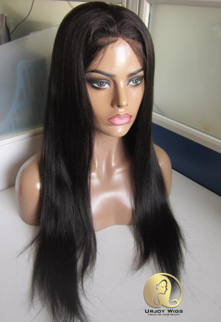 Silky straight full lace human hair wig with baby hair