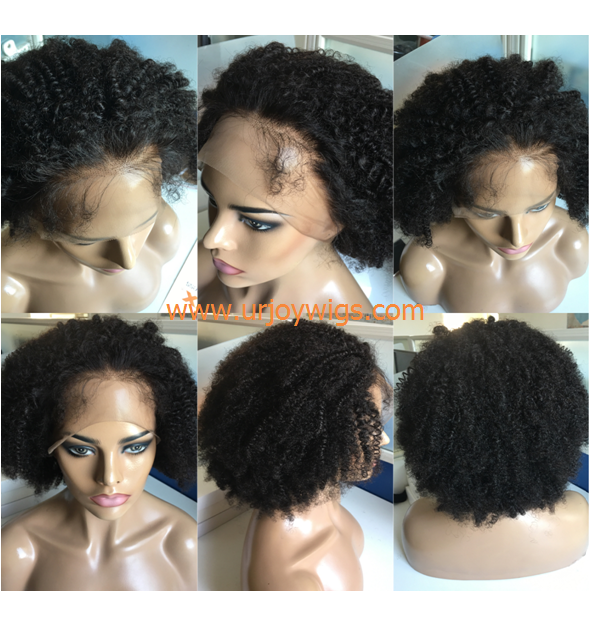 Afro curl 360 lace wig pre plucked natural hairline 150 density