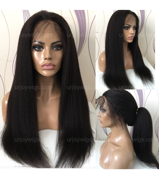 kinky straight 360 lace wigs can make high ponytail top quality