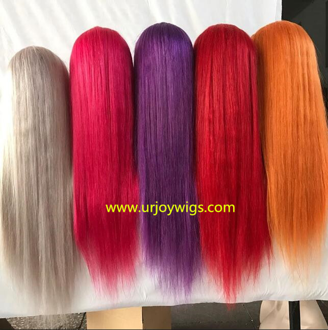 Colorfull lace front wigs 100% human hair wigs fast shipping