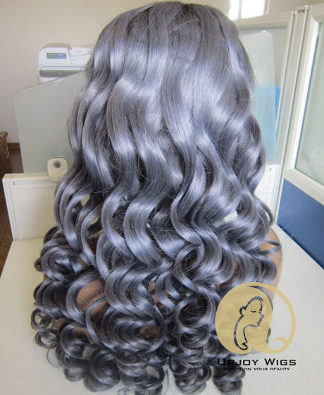 Ombre Grey Virgin Brazilian Hair Full Lace Wigs