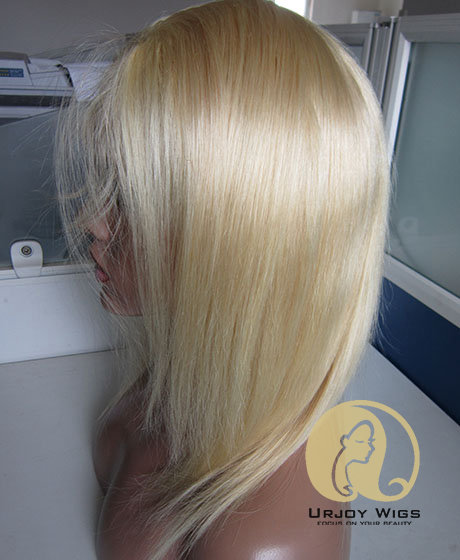 #613 Blonde Brazilian Virgin Hair Full PU Wig with Baby Hair