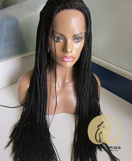 200% density full looking box braid synthetic hair lace front wig