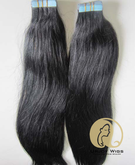 #1 jet black 100% human hair tape hair extensions double drawn