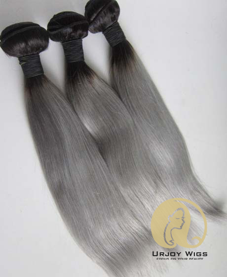 Colored Two Tone Grey Ombre Human Hair Weaves