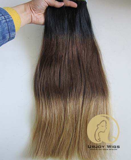 Colored three tone tape in human hair extensions ombre skin weft
