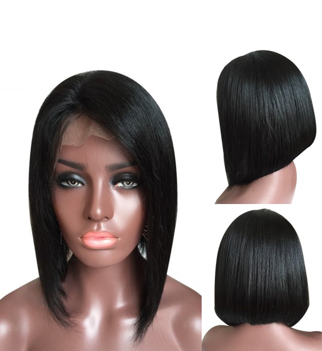 Short bob style lace front wig 100% human hair glueless urjoywigs