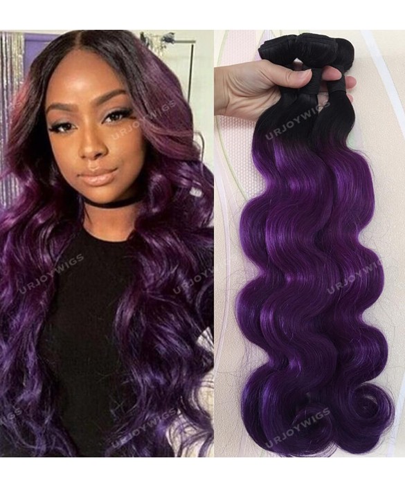 Ombre Purple Hair Body Wave Human Hair Weft