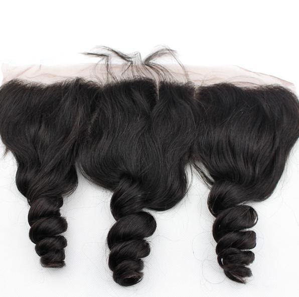 13X4 ear to ear lace frontal closure loose wave pre plucked natural hairline