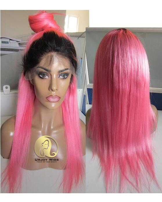 Ombre Hot Pink Lace Front Wig100 Human Hair Wig wih Baby Hair