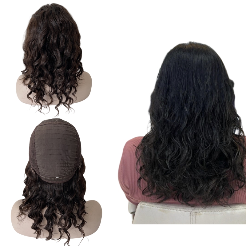 Human hair color #2 loose wave human hair wigs